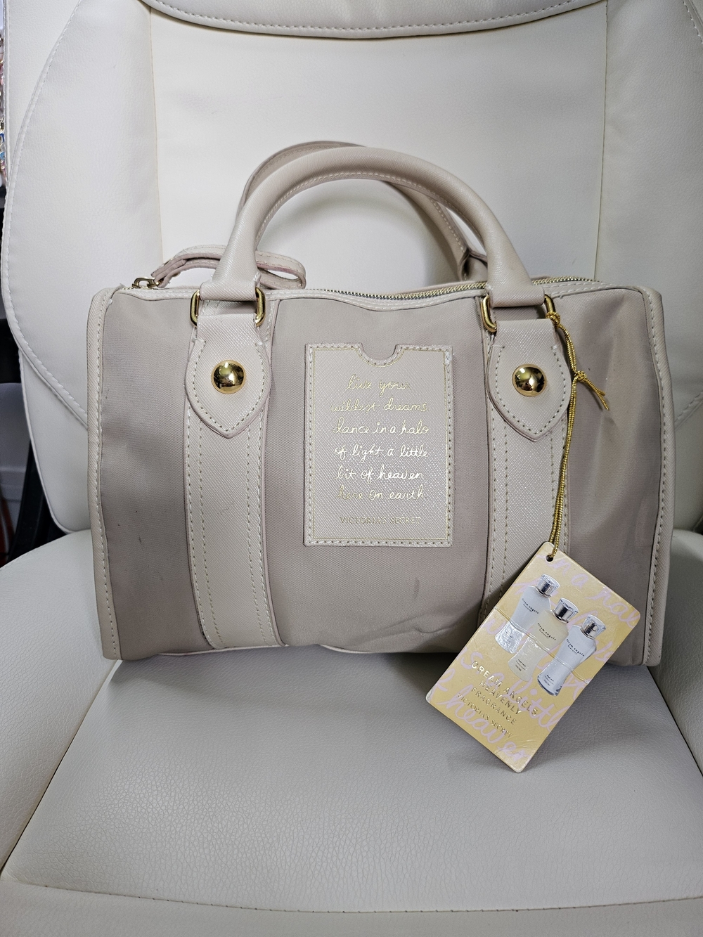Vintage Victoria's Secret "Heavenly" Fragrance Light Beige Satchel